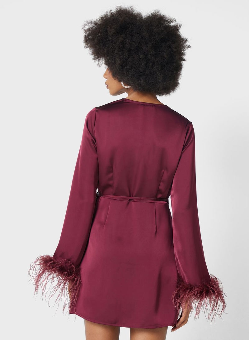 V-Neck Fringe Detail Dress