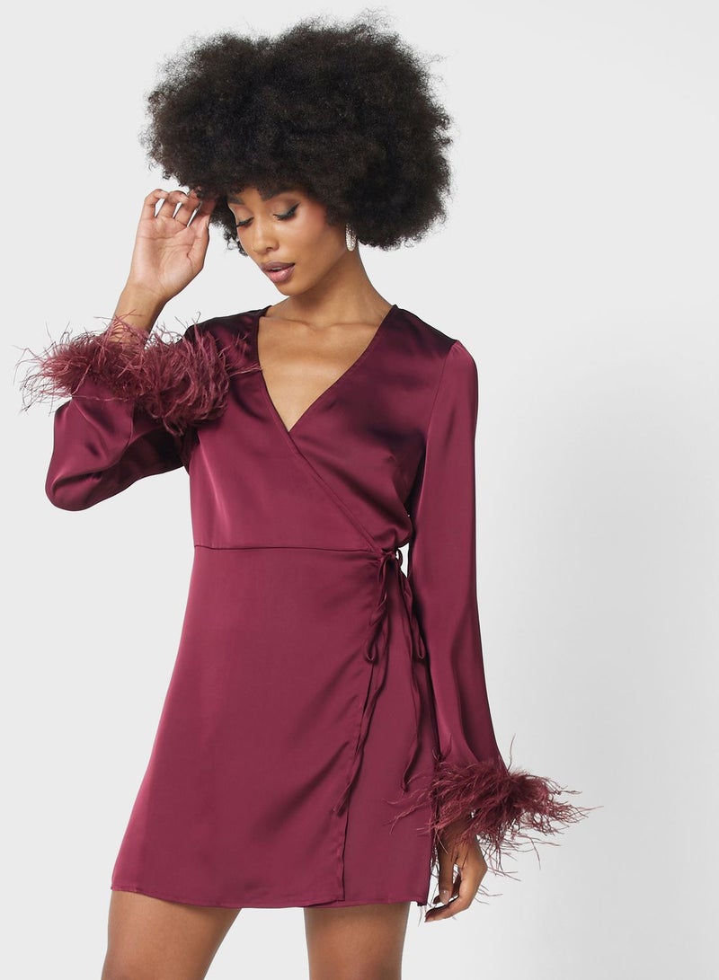 V-Neck Fringe Detail Dress