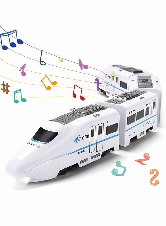 Electric Train Toys with Light and Music, High Speed Electric Model Train Set(four sections), Children's Electric Train Track Toy Car Universal Driving, Automatically Avoiding and Turning Inertia Trai