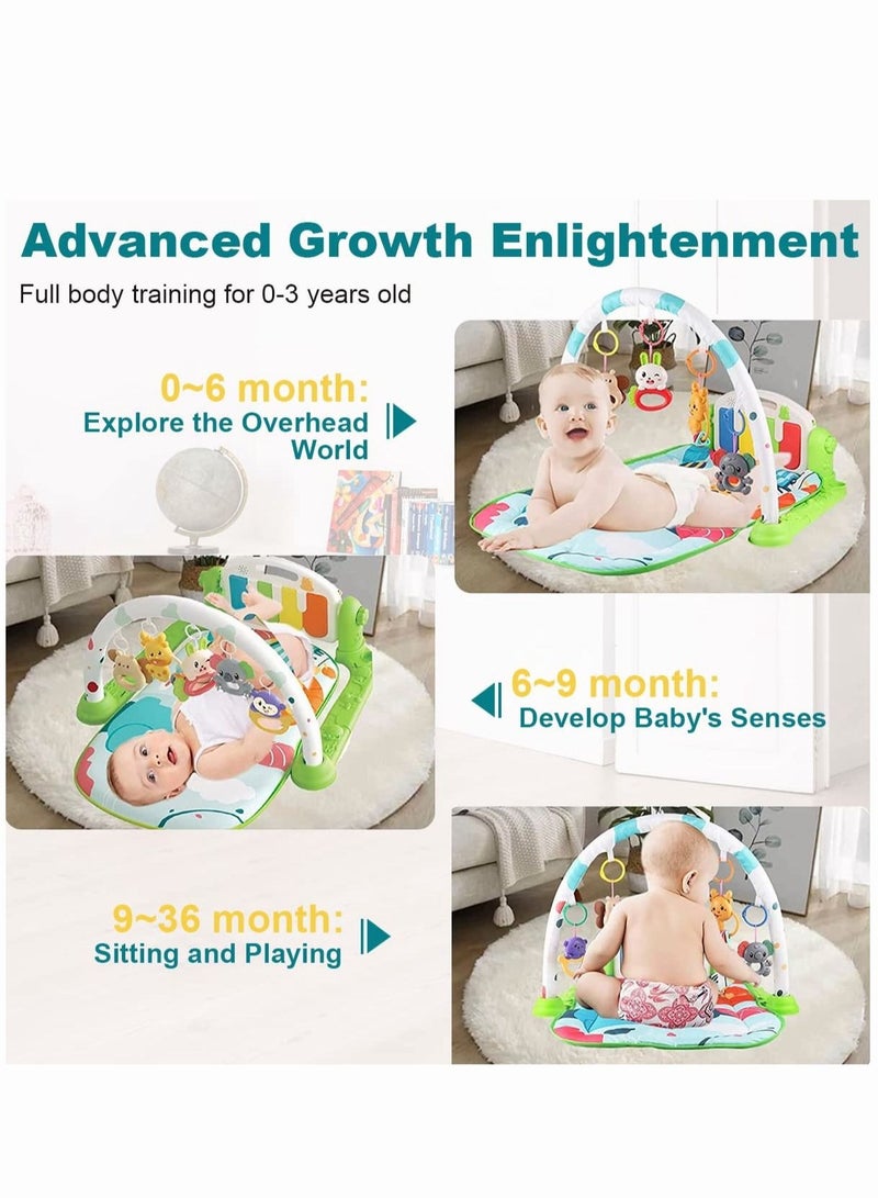 Baby Gyms Play Mats Kick and Play Piano Gym Mats Detachable Tummy Time Mat with Music and Lights Musical Electronic Learning Toys Activity Center for Infants Toddlers