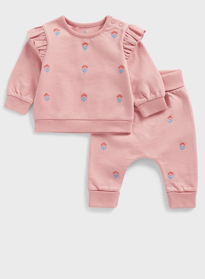 Infant Floral Print Sweatshirt & Sweatpants Set