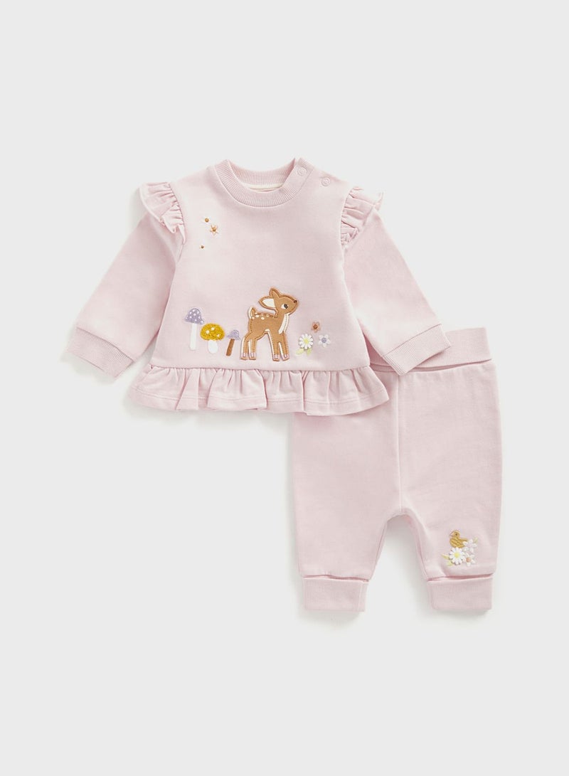 Infant Deer Print Sweatshirt & Sweatpants Set