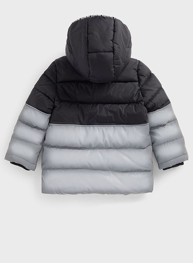 Kids Hooded Reflective Puffer Jacket