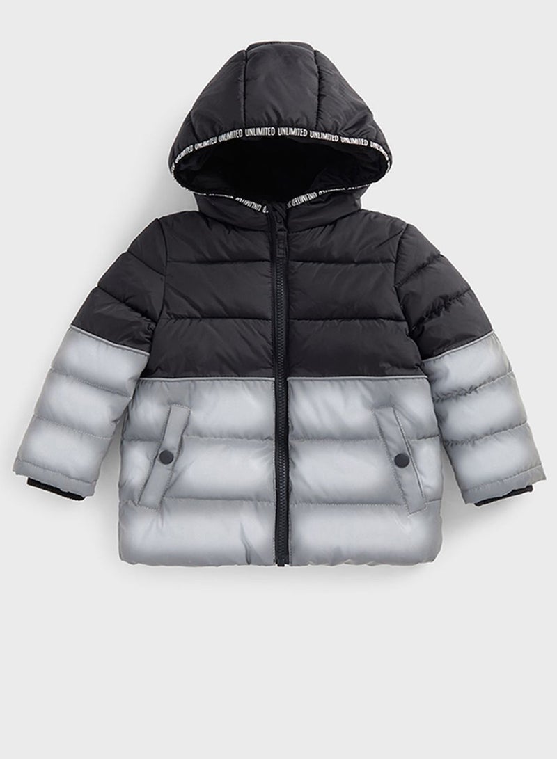 Kids Hooded Reflective Puffer Jacket