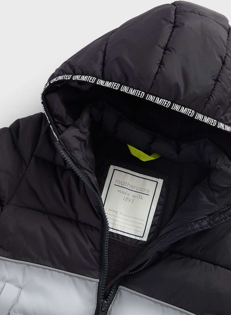 Kids Hooded Reflective Puffer Jacket