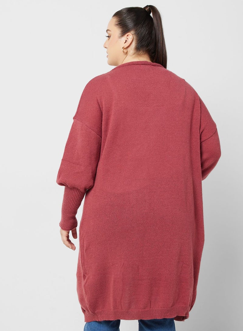 Longline Balloon Sleeve Cardigan