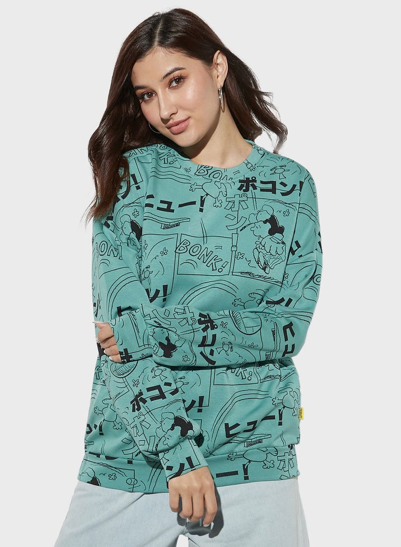 Printed Crew Neck Sweatshirt