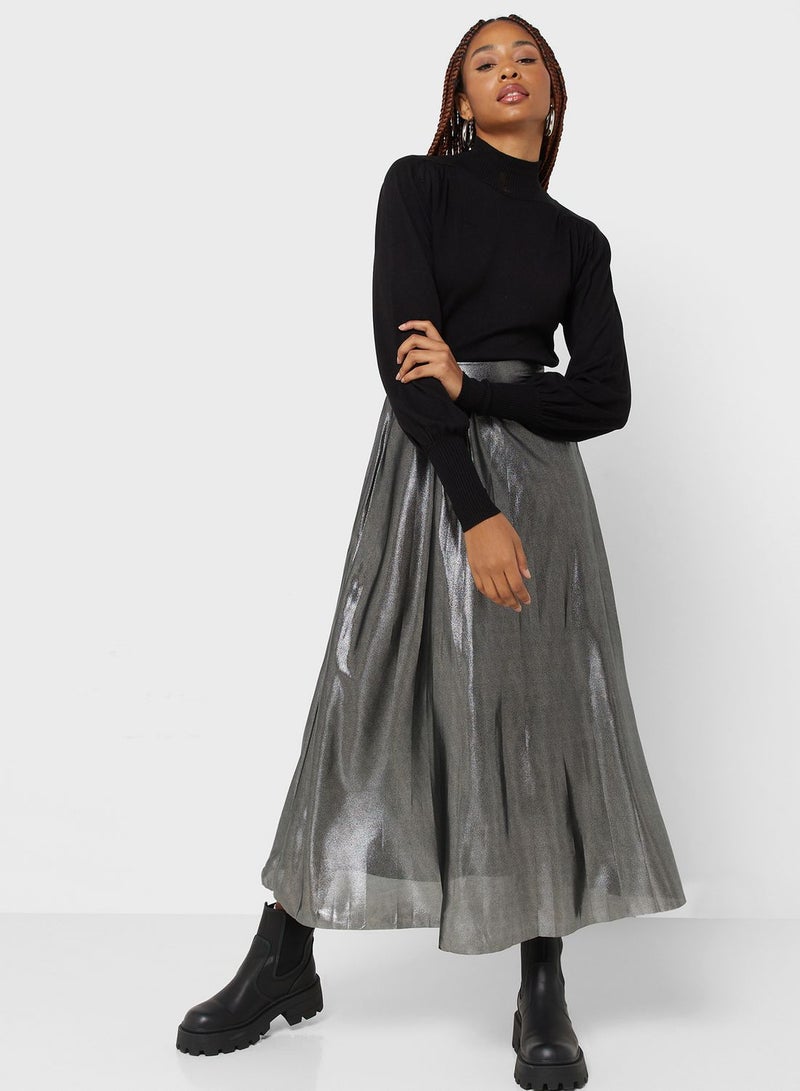 High Waist Pleated Skirt