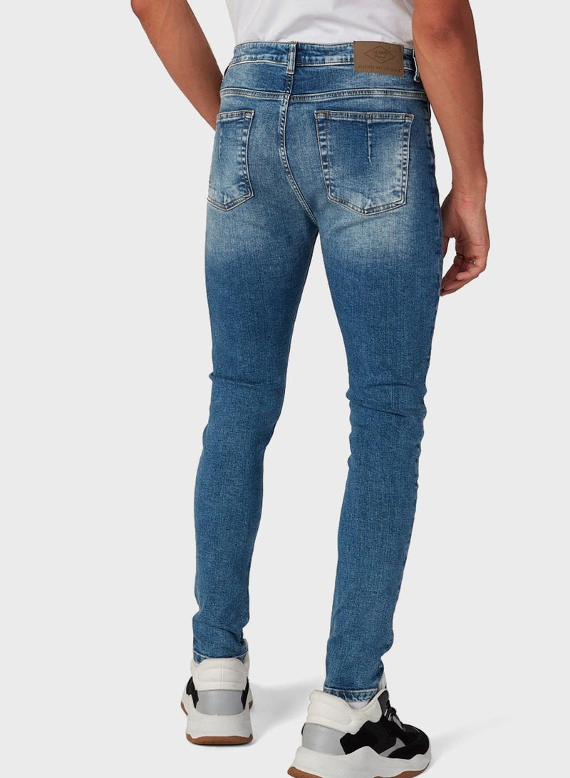 Mid Wash Skinny Fit Jeans