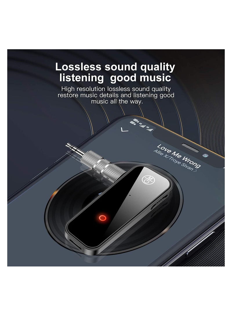 DMG Bluetooth 5.0 Receiver For Car Noise Cancelling Bluetooth AUX Adapter 3.5MM Jack Aux Receiver 2 In 1 Wireless Transmitter Suitable For Speakers Headphones Car PC