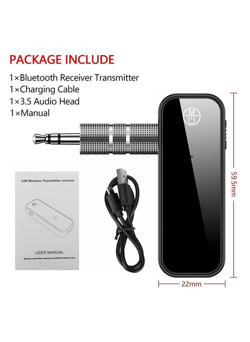 DMG Bluetooth 5.0 Receiver For Car Noise Cancelling Bluetooth AUX Adapter 3.5MM Jack Aux Receiver 2 In 1 Wireless Transmitter Suitable For Speakers Headphones Car PC