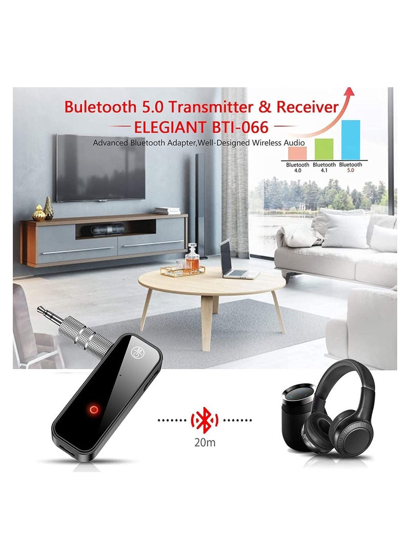 DMG Bluetooth 5.0 Receiver For Car Noise Cancelling Bluetooth AUX Adapter 3.5MM Jack Aux Receiver 2 In 1 Wireless Transmitter Suitable For Speakers Headphones Car PC