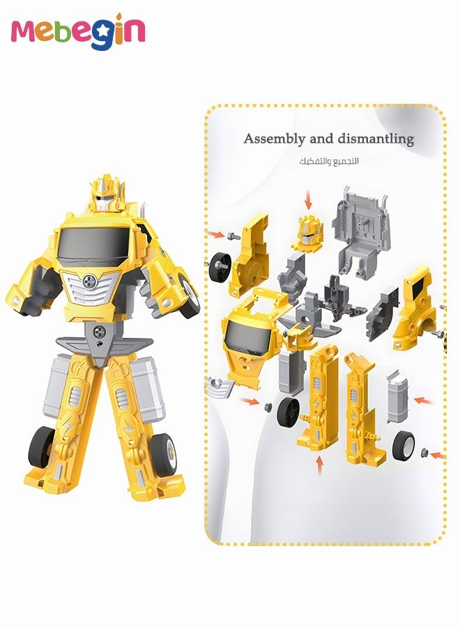 3 in 1 Robot Transforming Truck Toy Set with Road Barrier Traffic Signs, Transforming Engineering Car Assembled Toy, Transforming Container Truck, DIY Outdoor Construction Toys for Kids, Perfect Gift for Kids