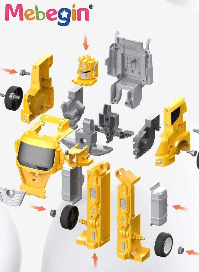 3 in 1 Robot Transforming Truck Toy Set with Road Barrier Traffic Signs, Transforming Engineering Car Assembled Toy, Transforming Container Truck, DIY Outdoor Construction Toys for Kids, Perfect Gift for Kids