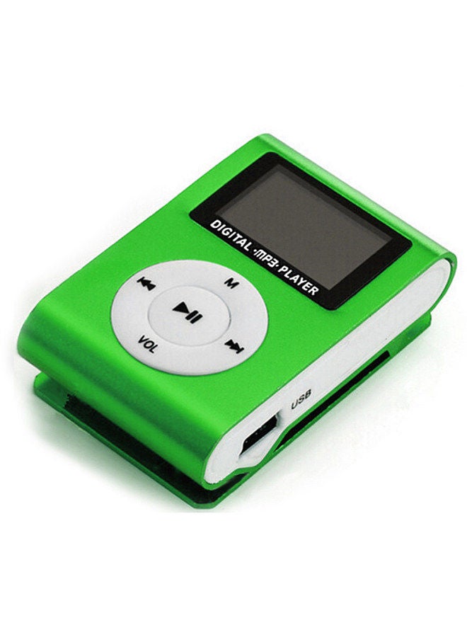Mini Portable MP3 Music Player Metal Clip-on MP3 Player with LCD Screen Support TF Card Wide Application Green