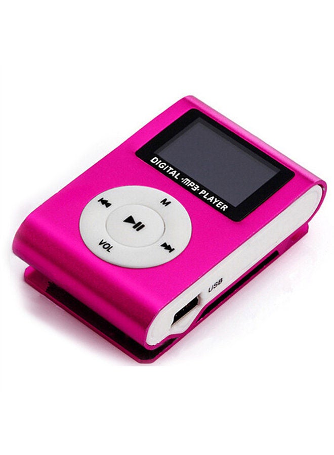 Mini Portable MP3 Music Player Metal Clip-on MP3 Player with LCD Screen Support TF Card Wide Application Rose Red