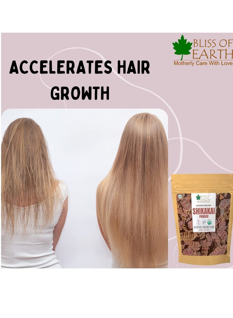 Bliss of Earth 100% Pure & Natural Shikakai Powder 453GM Acacia Concina Gorgeous hair Naturally Traditional Hair Cleanser & Conditioner Complete Hair Care