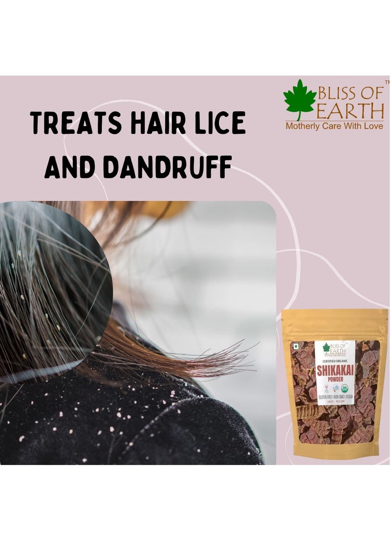 Bliss of Earth 100% Pure & Natural Shikakai Powder 453GM Acacia Concina Gorgeous hair Naturally Traditional Hair Cleanser & Conditioner Complete Hair Care