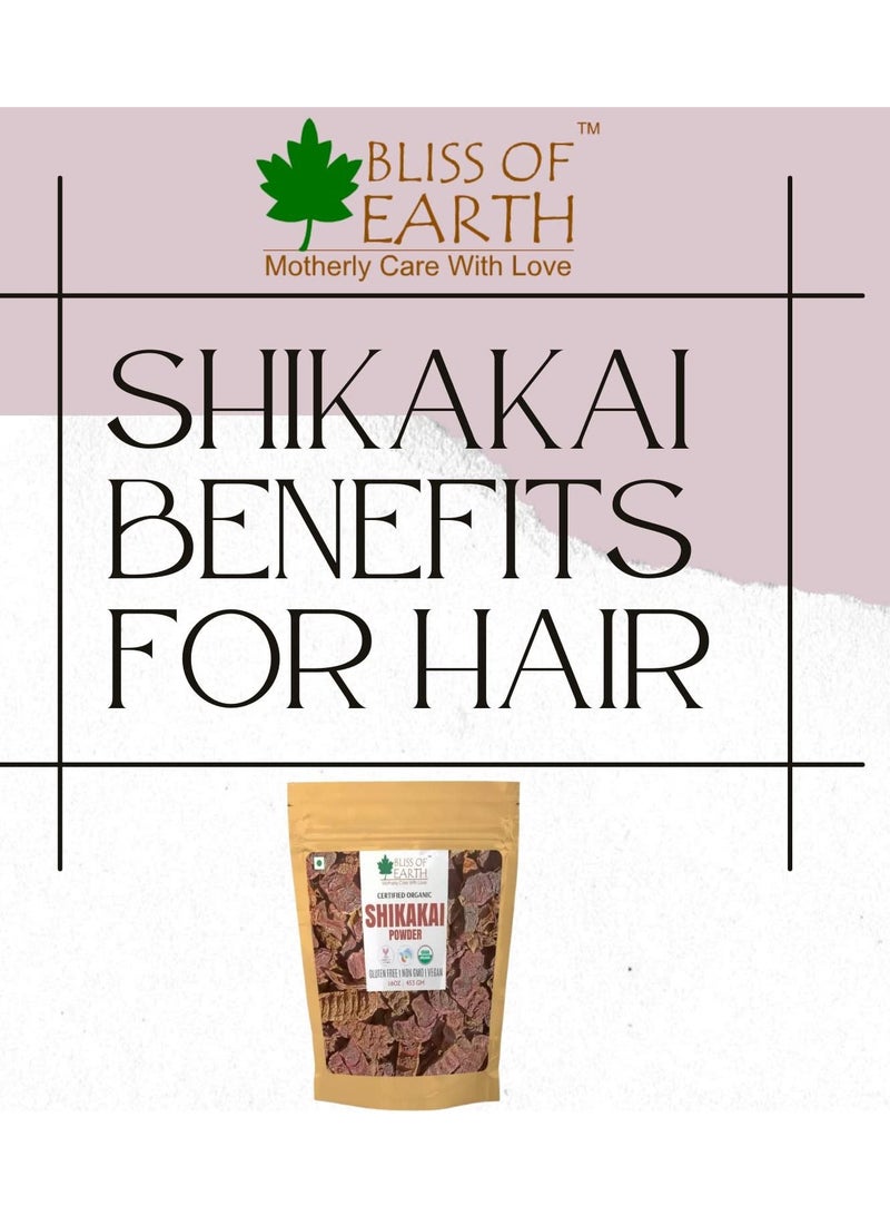 Bliss of Earth 100% Pure & Natural Shikakai Powder 453GM Acacia Concina Gorgeous hair Naturally Traditional Hair Cleanser & Conditioner Complete Hair Care