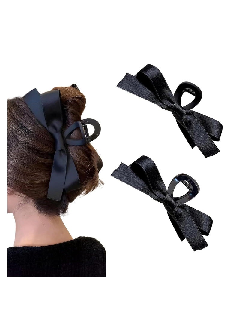 2Pcs Bow Hair Claw Clip for Women Girls Bow-knot Clips Barrettes Thick Thin Big Bows Claws Barrette Nonslip Clamps