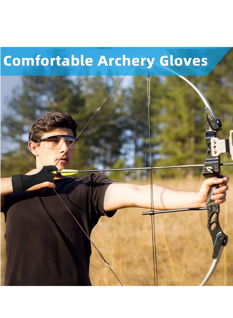 Archery Gloves Shooting Hunting Leather Three Finger Design Protected  Beginner Gloves for Recurve & Compound Bow, Non-Slip Padded Tips for Grip Stability, Archery Accessories for Men, Women & Youth