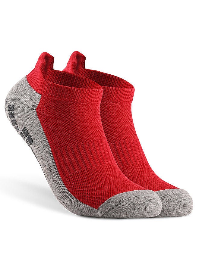 Soccer Socks Sports Ankle Socks Athletic Low-cut Socks Breathable Quick Dry Wear-resistant Non-slip Socks Red