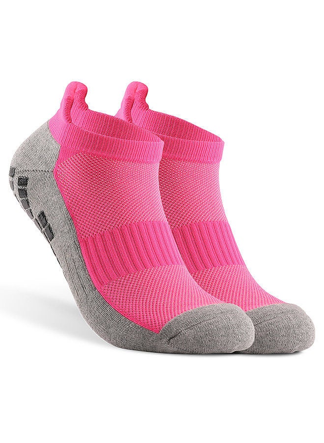 Soccer Socks Sports Ankle Socks Athletic Low-cut Socks Breathable Quick Dry Wear-resistant Non-slip Socks Rose Red