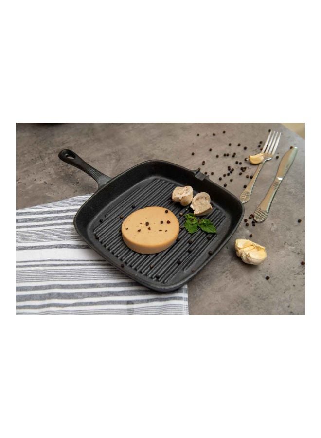 Ferric Cast Iron Grill Pan | Black | Retains Heat For Long Time | Natura Cooker | 35 x 24.5 x 3.3 Black 35 x 24.5 x 3.3cm