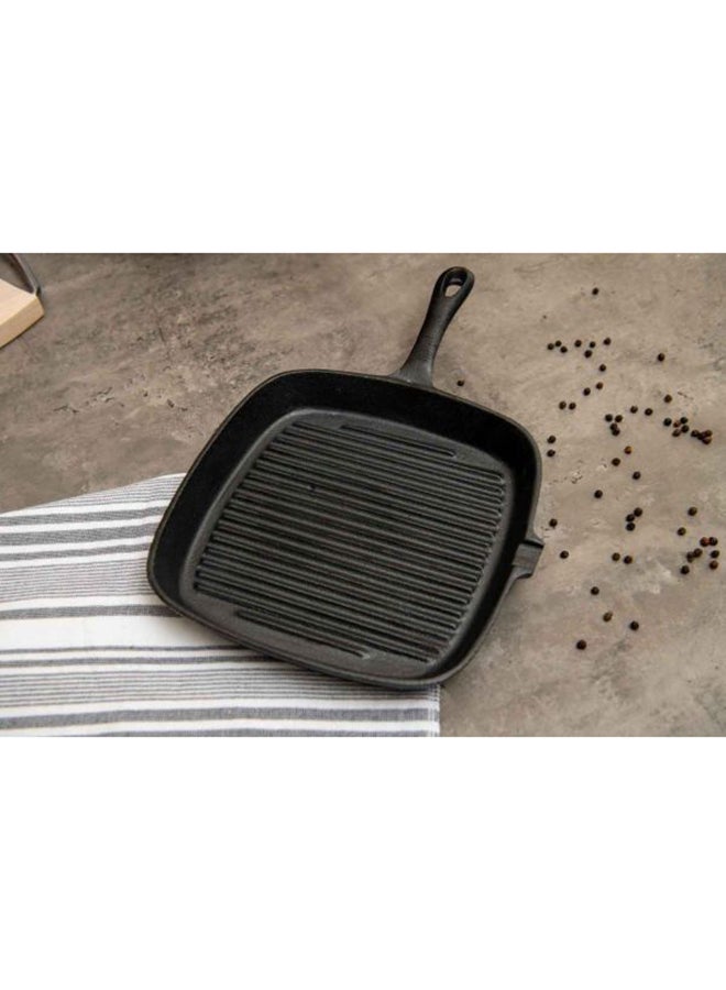 Ferric Cast Iron Grill Pan | Black | Retains Heat For Long Time | Natura Cooker | 35 x 24.5 x 3.3 Black 35 x 24.5 x 3.3cm