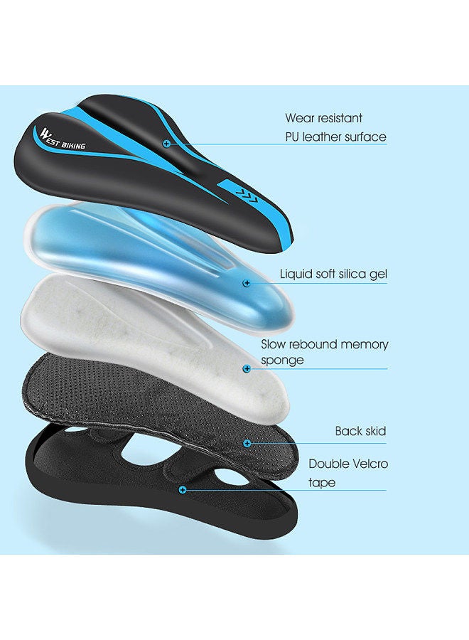 West Biking Bicycle PU Leather Silicone Cushion Cover Mountain Bike Waterproof Seats Sponge Cover Antislip Cycling Seats Cover Bicycle Accessories