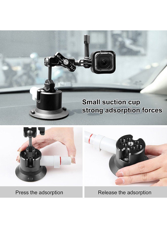 PULUZ PU844B 3 Inch Suction Cup Mount Quick Release Aluminum Alloy 30kg Horizontal Suction Force with 1/4 Inch & 3/8 Inch Screw Holes