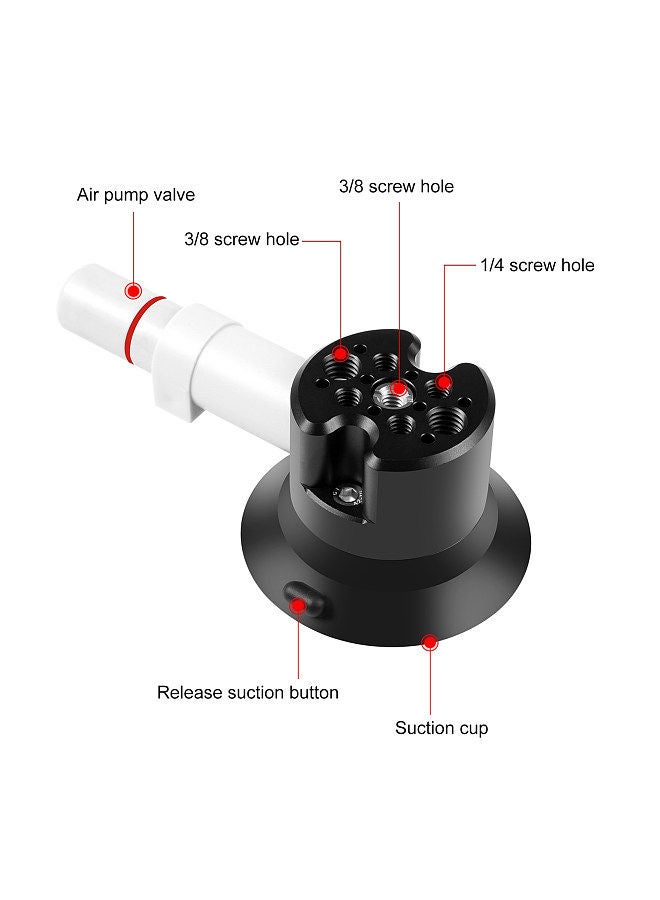 PULUZ PU844B 3 Inch Suction Cup Mount Quick Release Aluminum Alloy 30kg Horizontal Suction Force with 1/4 Inch & 3/8 Inch Screw Holes