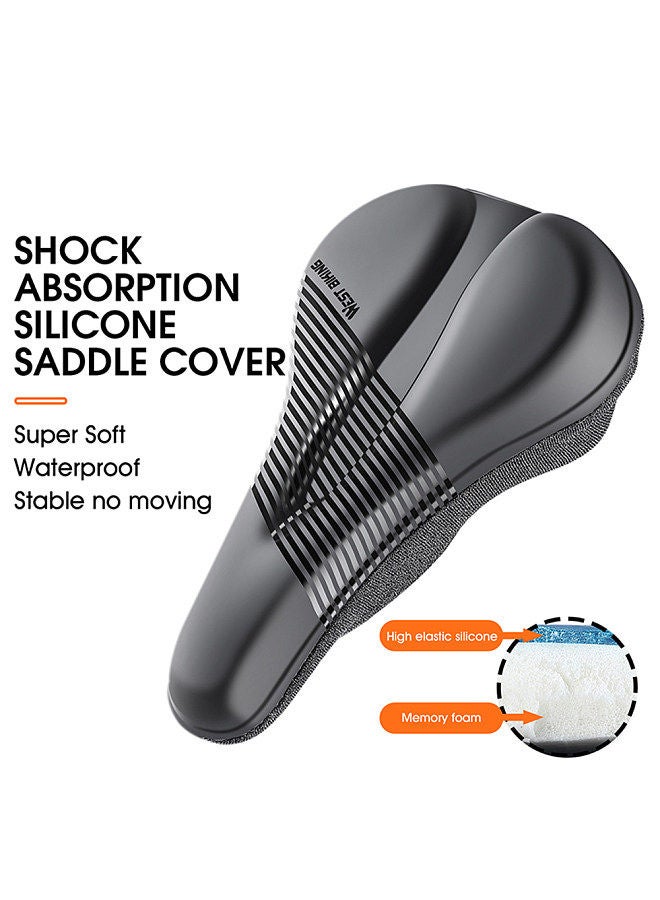 Anti-slip Bike Saddle Cover Soft Silicone Padded Bicycle Seat Cover Bike Seat Cushion Pad for Mountain Road Bike Outdoor Cycling