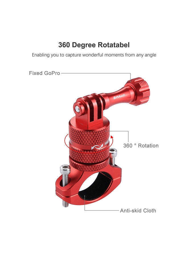 PULUZ 360 Degree Rotation Bicycle Aluminum Alloy Handlebar Adapter Mount Bicycle Rack Mount Holder Compatible
