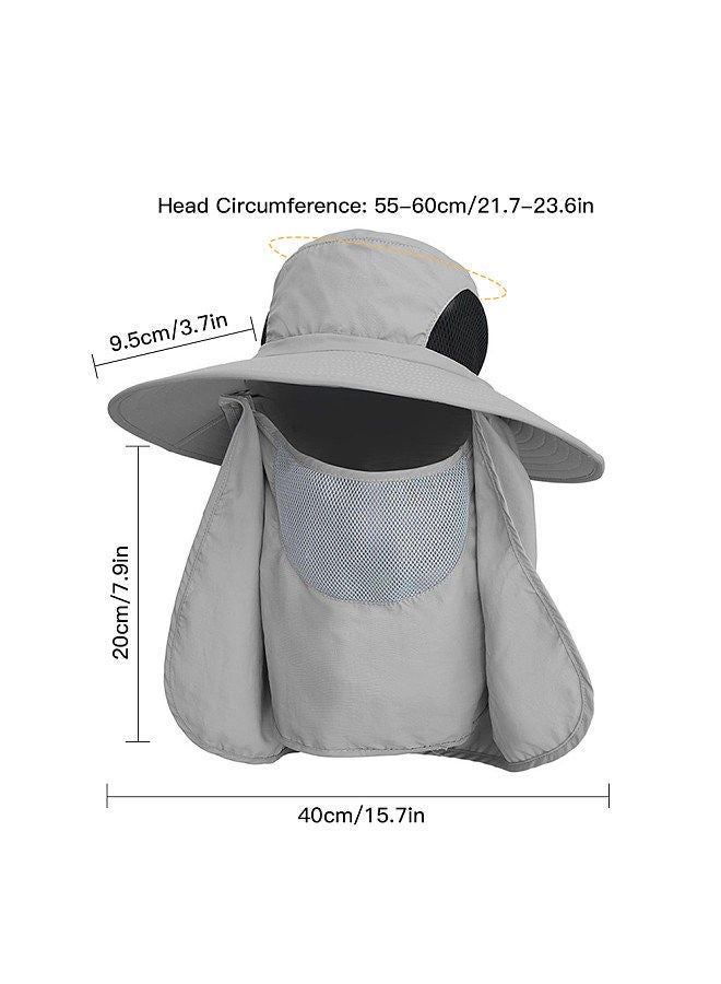 Outdoor UV Protection Sun Hat Fishing Hat with Face Cover and Neck Flap for Men and Women Hiking Climbing Gardening Green