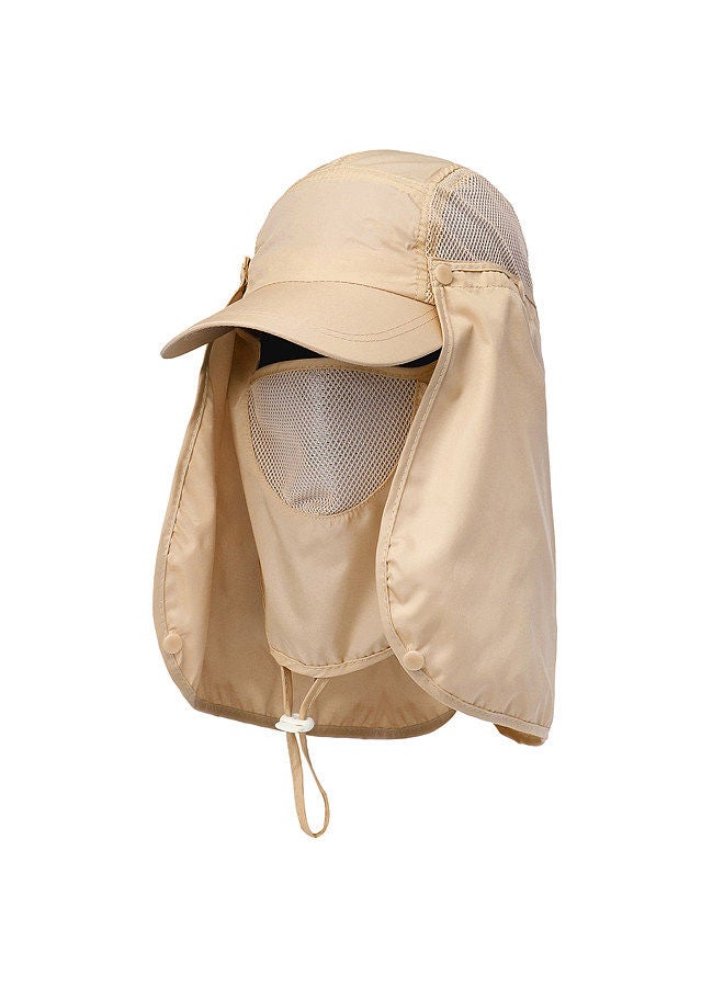 Outdoor Sport Hiking Visor Hat UV Guard Face Neck Cover Fishing Sun Protection Cap Khaki