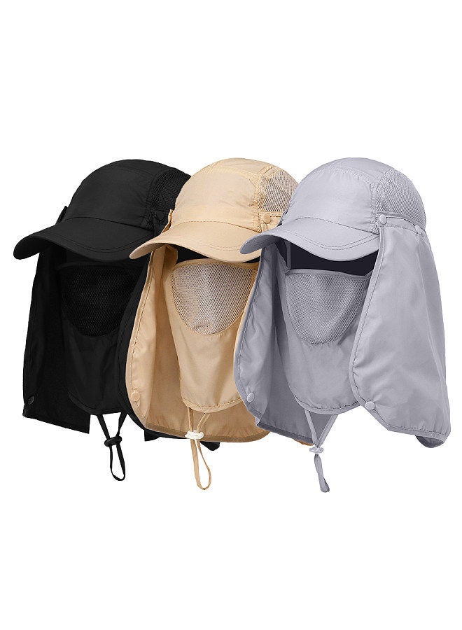 Outdoor Sport Hiking Visor Hat UV Guard Face Neck Cover Fishing Sun Protection Cap Grey