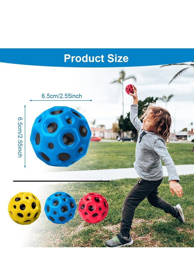 3 PCS Space Ball 6.5cm Extreme Moon Ball PU Bounce Ball Sensory Ball High Bouncing and Sounds Meteor Ball Helps Improve Hand Eye Coordination Great Sensory Ball for Kids Teens Pocket Money Toys