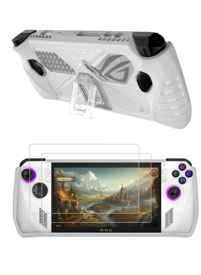 Travel Handbag, Protection Case for ASUS ROG Ally, with Shock-Absorption and Anti-Scratch Design, Built-in Stand for Game Handheld Console - Anti-Drop Shockproof Shell (White)