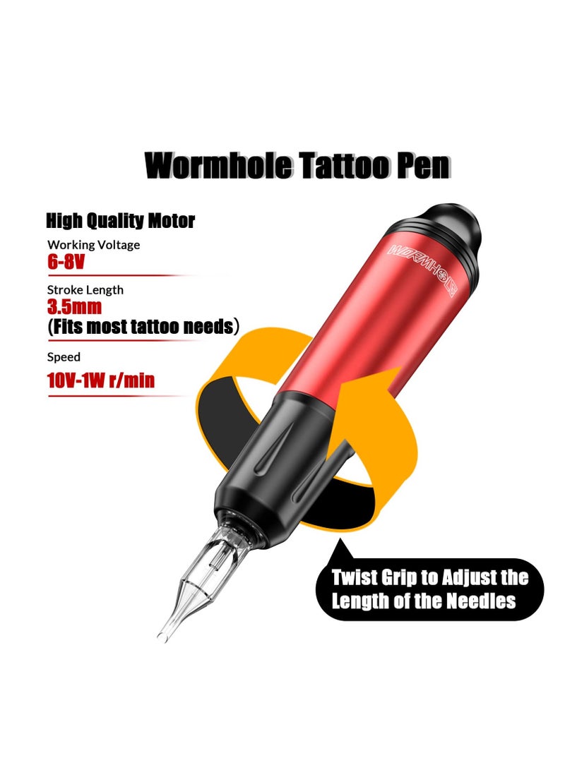 Rotary Tattoo Machine Set Tattoo Pen Set Tattoo Kit for Beginners Red