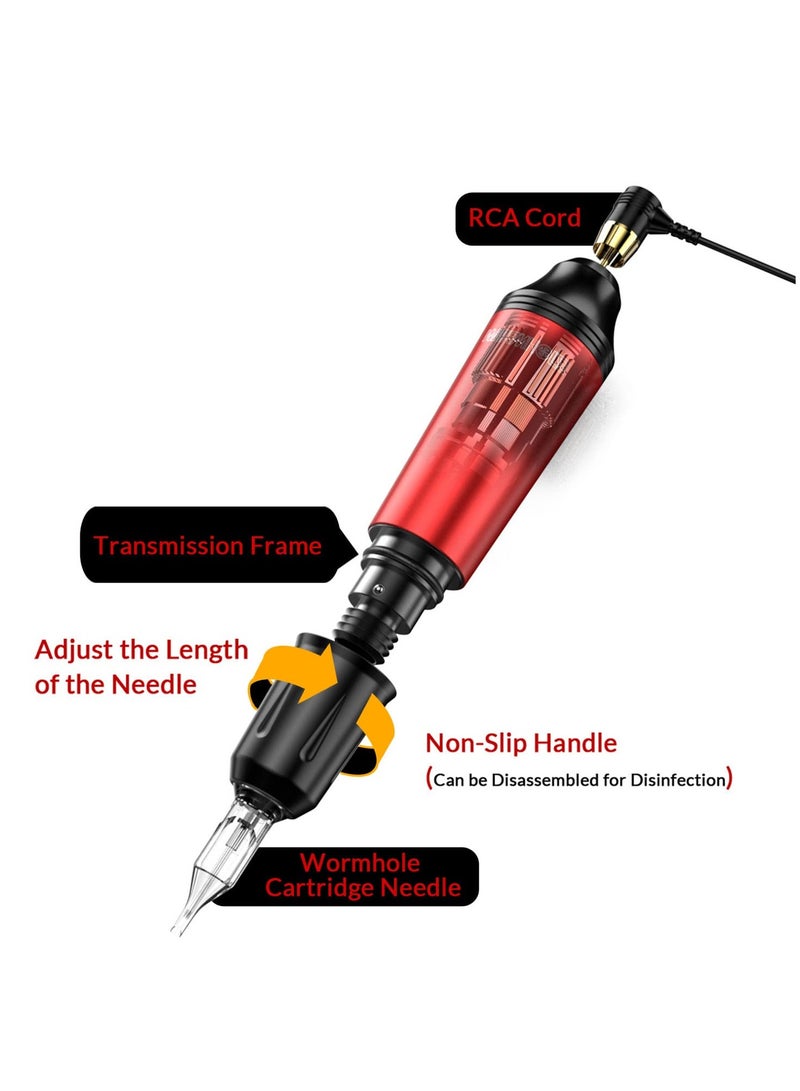 Rotary Tattoo Machine Set Tattoo Pen Set Tattoo Kit for Beginners Red