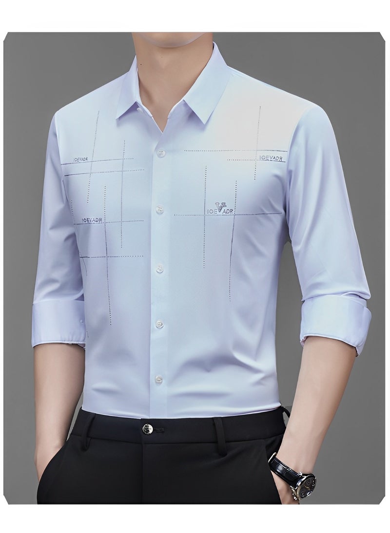 Men's Business Slim Fit Shirt Official Long Sleeve Stretch Dress Shirt Wrinkle-Free Regular Fit Button Down Shirts