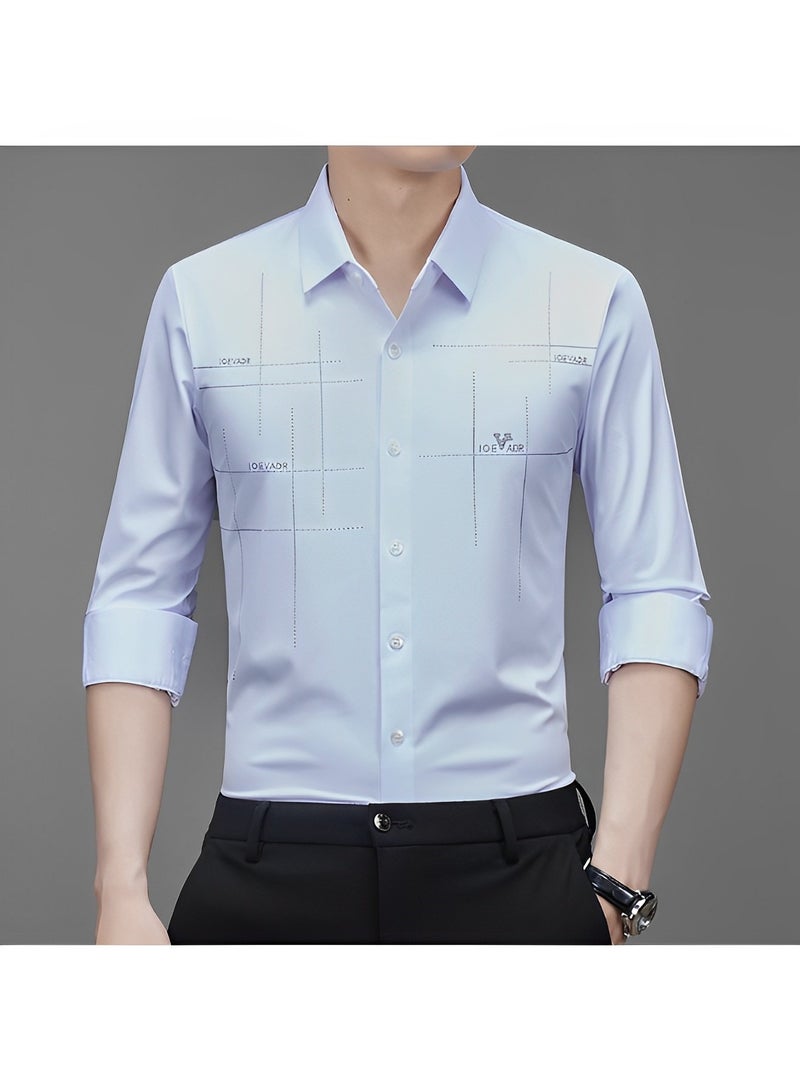 Men's Business Slim Fit Shirt Official Long Sleeve Stretch Dress Shirt Wrinkle-Free Regular Fit Button Down Shirts