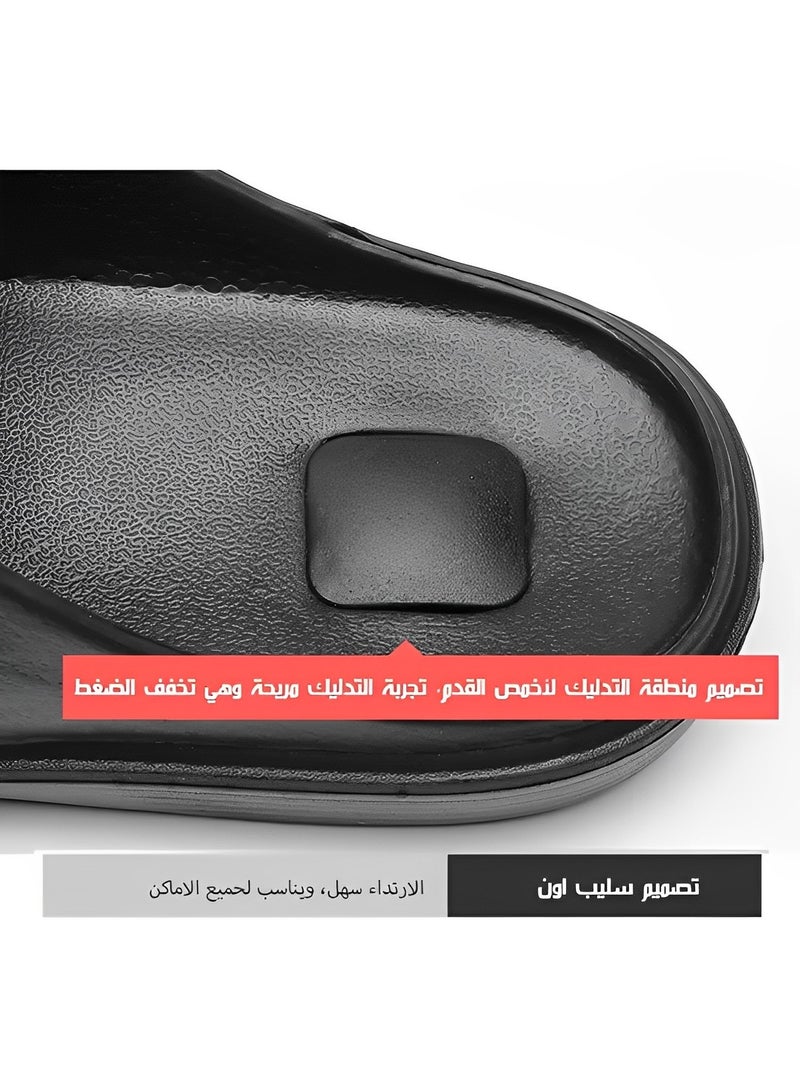 Men's Slippers Slip-On House Slippers with Anti-Skid Rubber Sole & Foot Massage Sheet Design & Cool and Breathable Material Backless Loafers for Indoor Outdoor