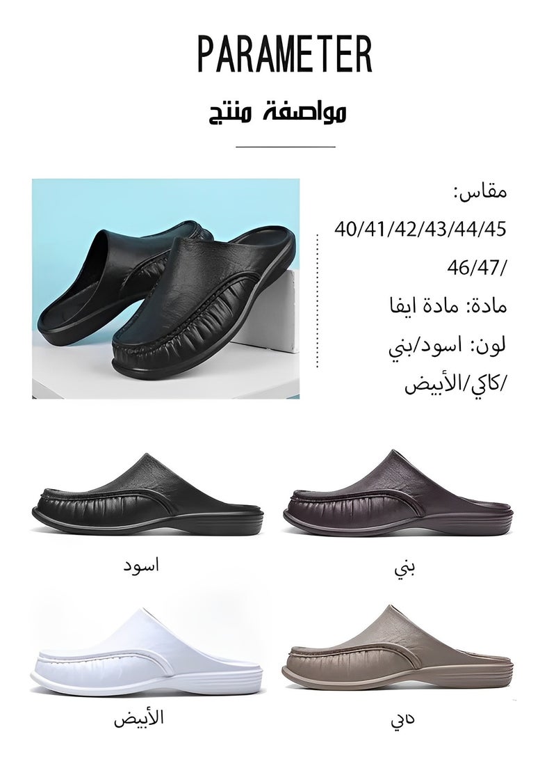 Men's Slippers Slip-On House Slippers with Anti-Skid Rubber Sole & Foot Massage Sheet Design & Cool and Breathable Material Backless Loafers for Indoor Outdoor