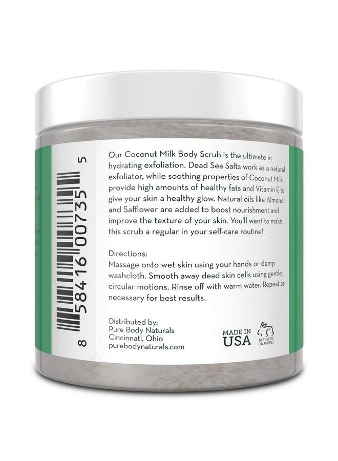 Exfoliating Body Scrub with Hydrating Coconut Milk and Detoxifying Dead Sea Salt Moisturizing Exfoliating Scrub by Pure Body Naturals 12 Ounce (Packaging Varies)