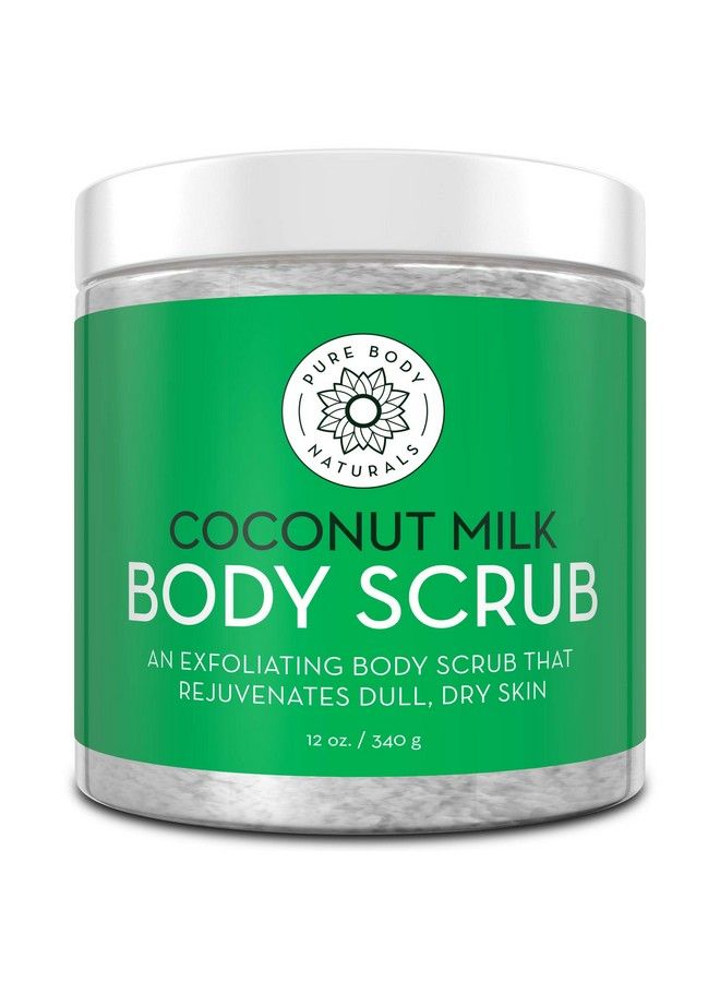 Exfoliating Body Scrub with Hydrating Coconut Milk and Detoxifying Dead Sea Salt Moisturizing Exfoliating Scrub by Pure Body Naturals 12 Ounce (Packaging Varies)