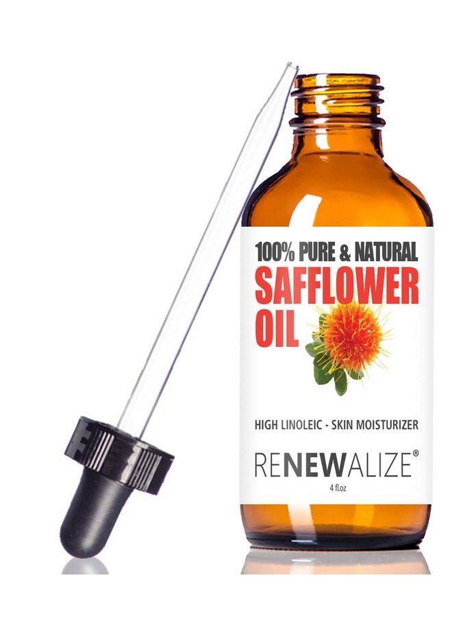 Safflower Seed Oil Face Moisturizer 4 Oz Dark Glass Bottle With Dropper : High Linoleic Facial Serum Regimen For Acne And Oily Skin : Best All Natural Breakout Skincare Treatment For Men And Women