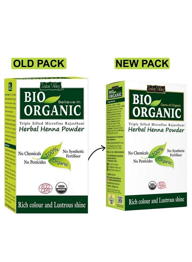 Bio Organic Natural And Pure Bhringraj Powder ; Eclipta Alba With Herbal Henna Powder Set Of 2 For Hair Care (100G*3 =300G)