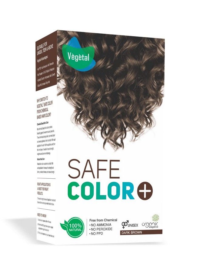 Safe Hair Color Dark Brown 100Gm (Pack Of 2) Certified Organic Chemical And Allergy Free Bio Natural Hair Color With No Ammonia Formula For Men & Women